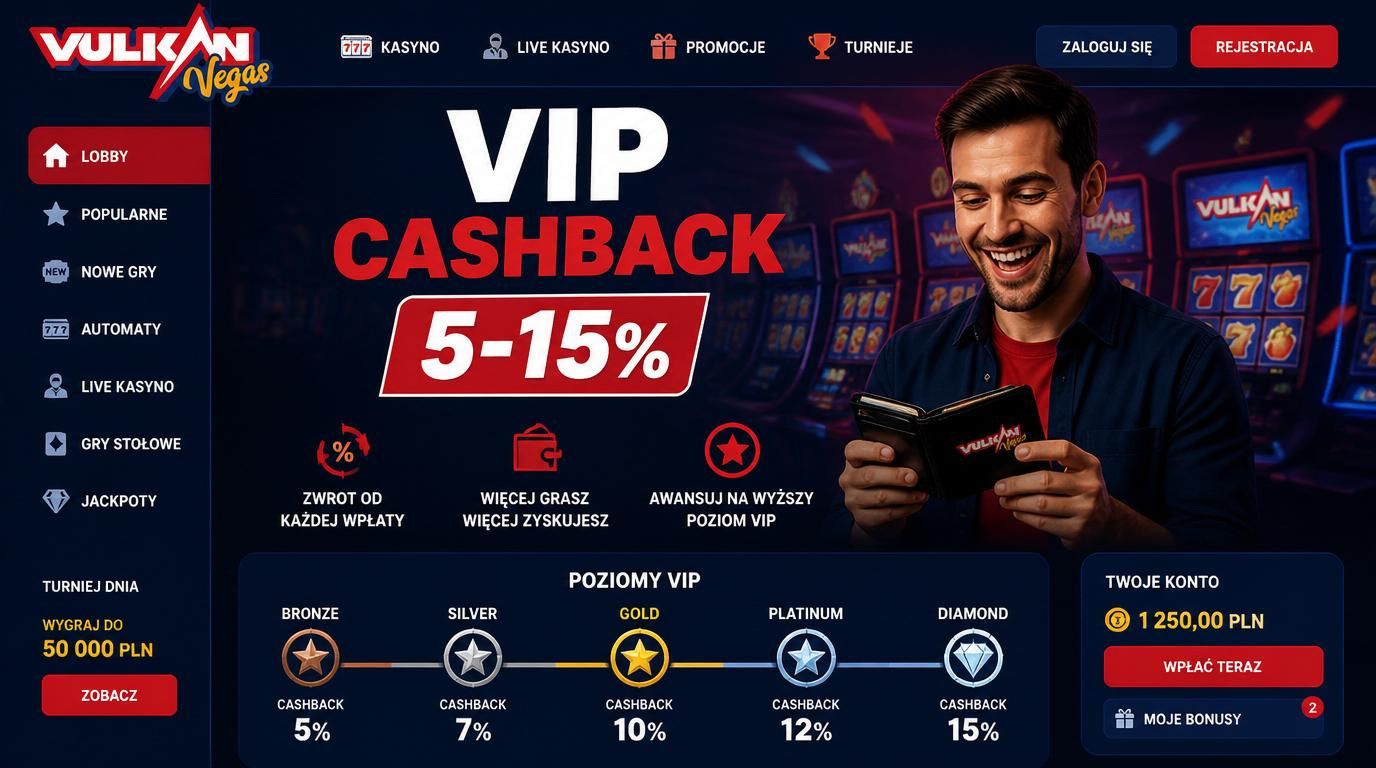 Poziomy VIP z cashbackiem w kasynie Vulkan Vegas
